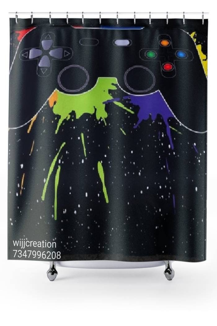 Playful Shower Time Games Curtain for Bathroom