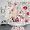 Playful Snowman and Snowflake Christmas Ball Print Shower Curtain Bathroom Decor