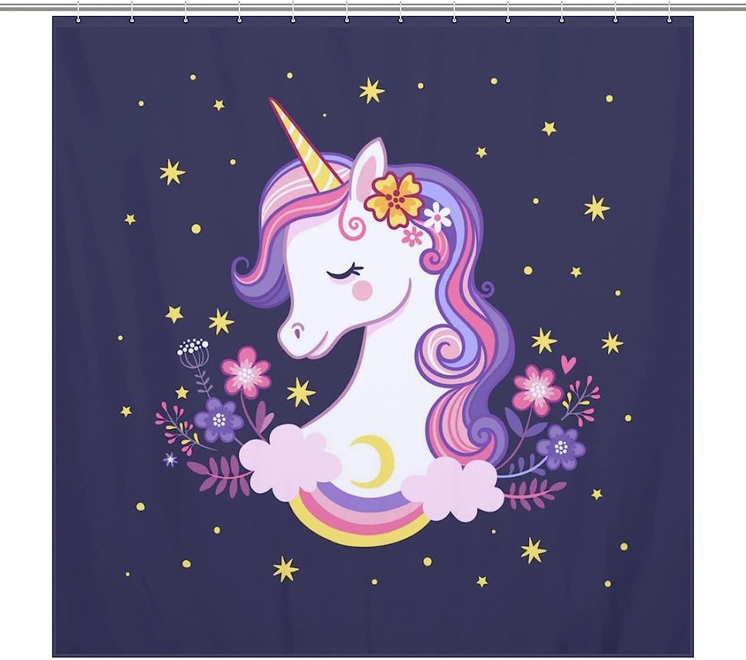 Playful Unicorn And Stars Shower Curtain For Magical Bathroom Decor