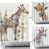 Playful Watercolor Animal Lover Shower Curtain with Giraffes Print