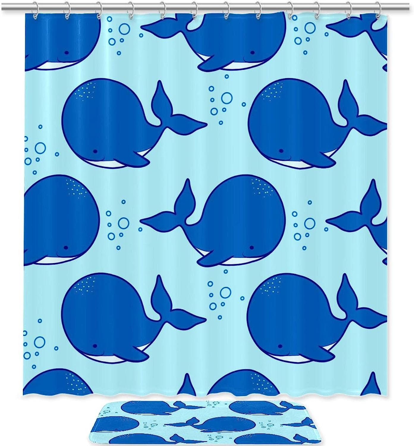 Playful Whales Shower Curtain For Beachy Bathroom Decor