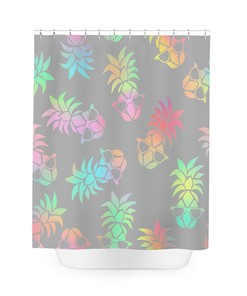 Playful and Adorable Rainbow Pineapple Shower Curtain for a Tropical Theme Bathroom