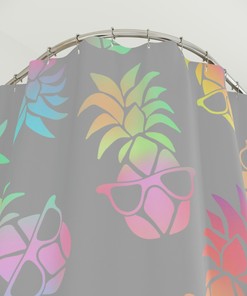 Playful and Adorable Rainbow Pineapple Shower Curtain for a Tropical Theme Bathroom
