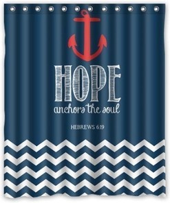 Playful and Cute Nautical Shower Curtain with Full Size Print - Perfect for Your Bathroom Decor.