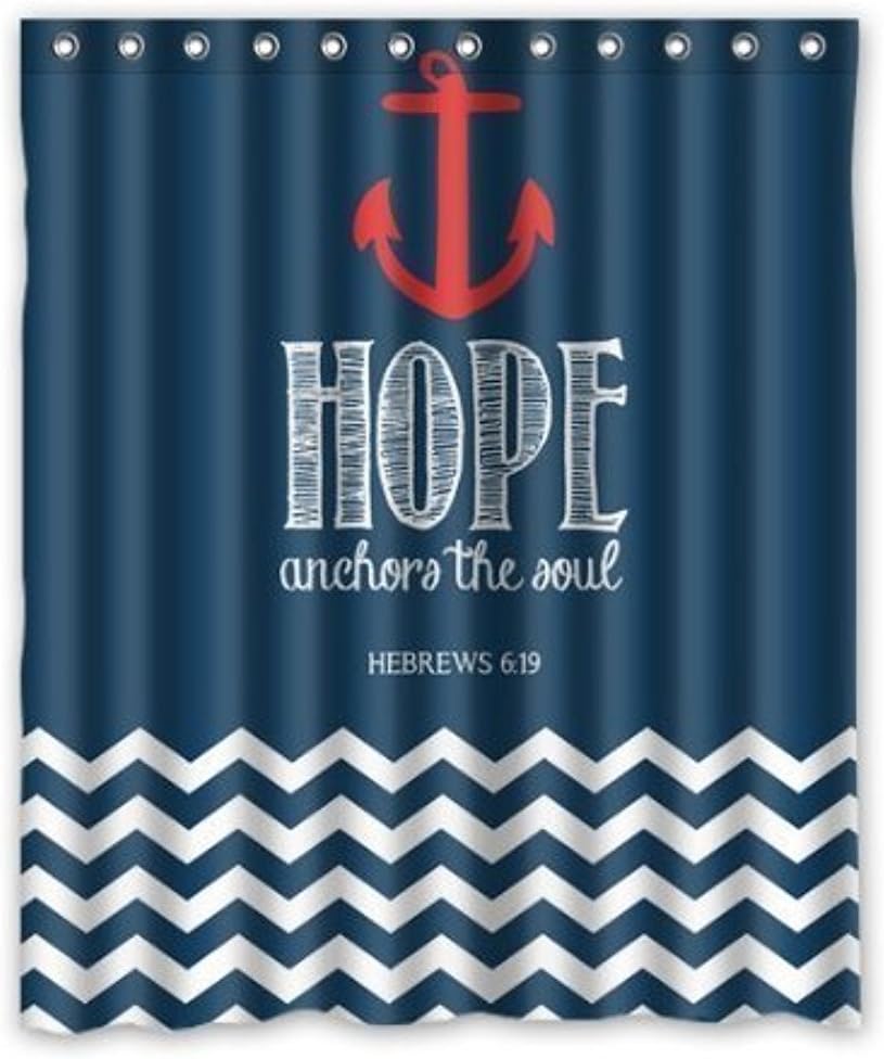 Playful and Cute Nautical Shower Curtain with Full Size Print - Perfect for Your Bathroom Decor.