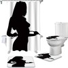 Playful and Cute Pin-Up Girl Silhouette Shower Curtain with Rainbow Print for a Retro Bathroom Vibe