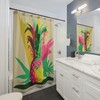Playful and Sophisticated Pineapple Retro Charm Shower Curtain in Pink, Green, and Yellow Hues