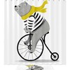 Playing Bear Waterproof Shower Curtain for Bathroom with Plant Print