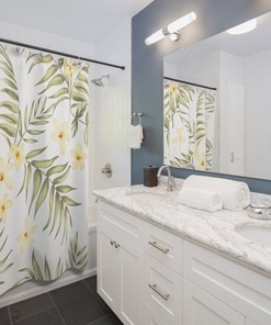 Plumeria Shower Curtain with Botanical Print for Fresh Summer Vibes