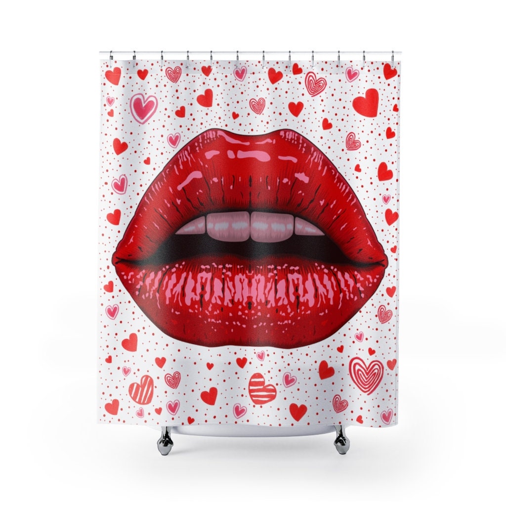 Plump Lips Love Shower Curtain for Sensual Bathroom Decor