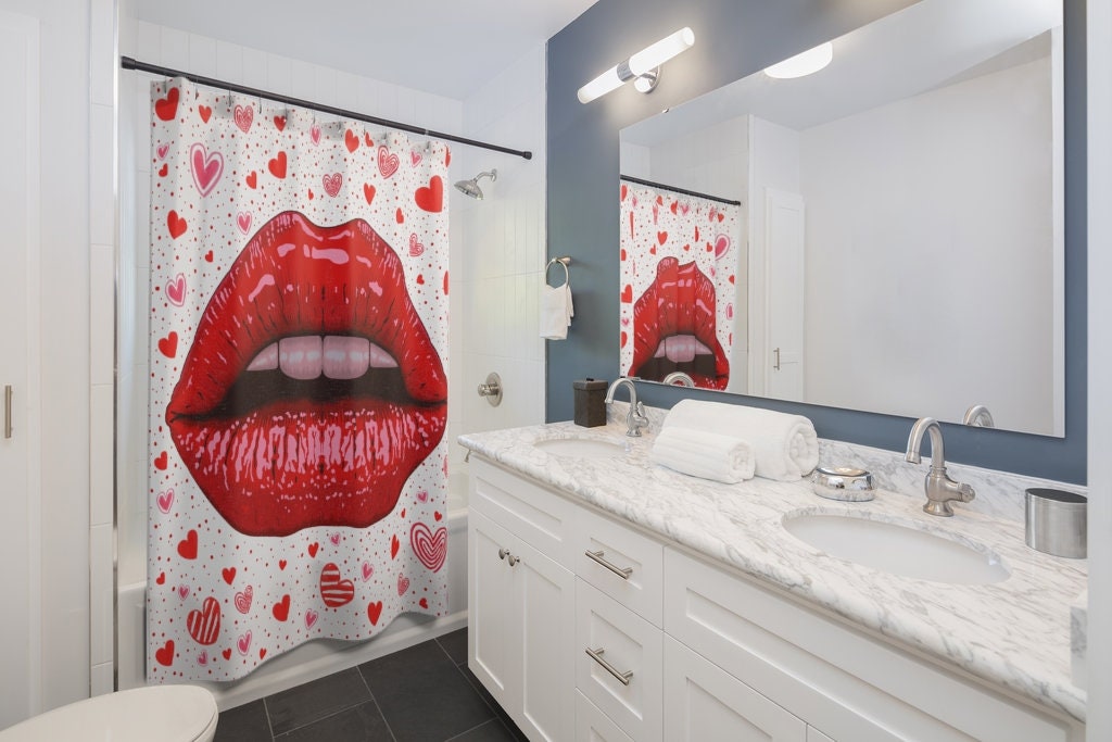 Plump Lips Love Shower Curtain for Sensual Bathroom Decor