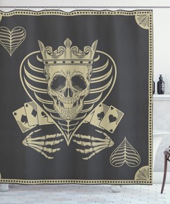 Poker Cards Skull Vector Print Shower Curtain for a Unique and Modern Look