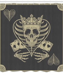 Poker Cards Skull Vector Print Shower Curtain for a Unique and Modern Look
