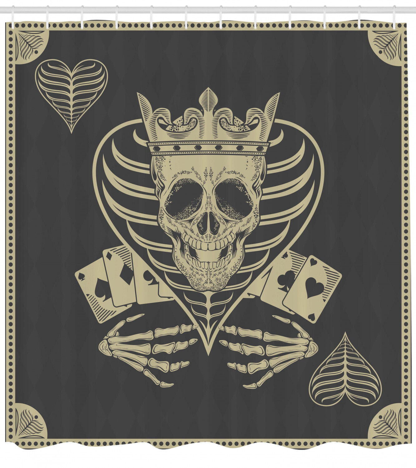 Poker Cards Skull Vector Print Shower Curtain for a Unique and Modern Look