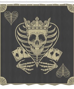 Poker Cards Skull Vector Print Shower Curtain for a Unique and Modern Look