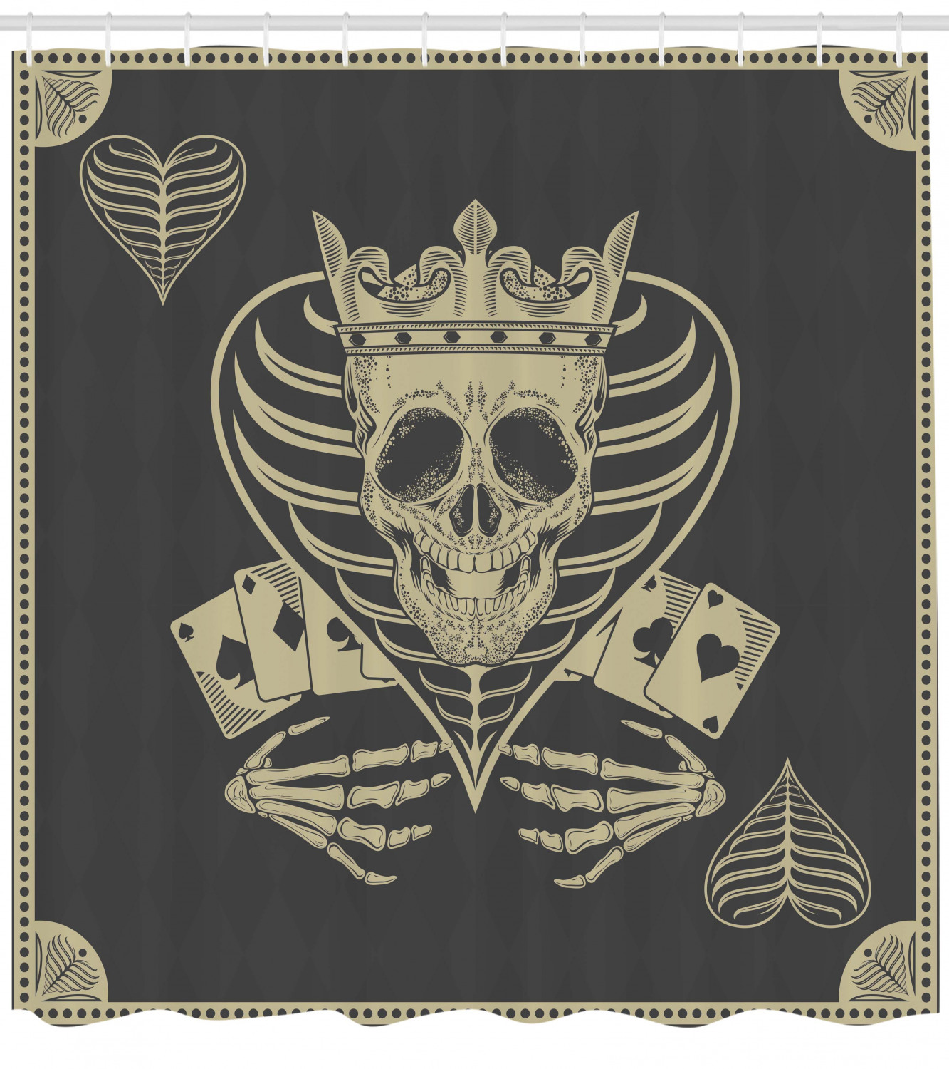 Poker Cards Skull Vector Print Shower Curtain for a Unique and Modern Look