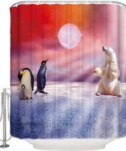 Polar Bear And Penguin Shower Curtain For A Wildlife-Inspired Bath