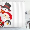 Polar Bear And Red Green Stripes Christmas Shower Curtain