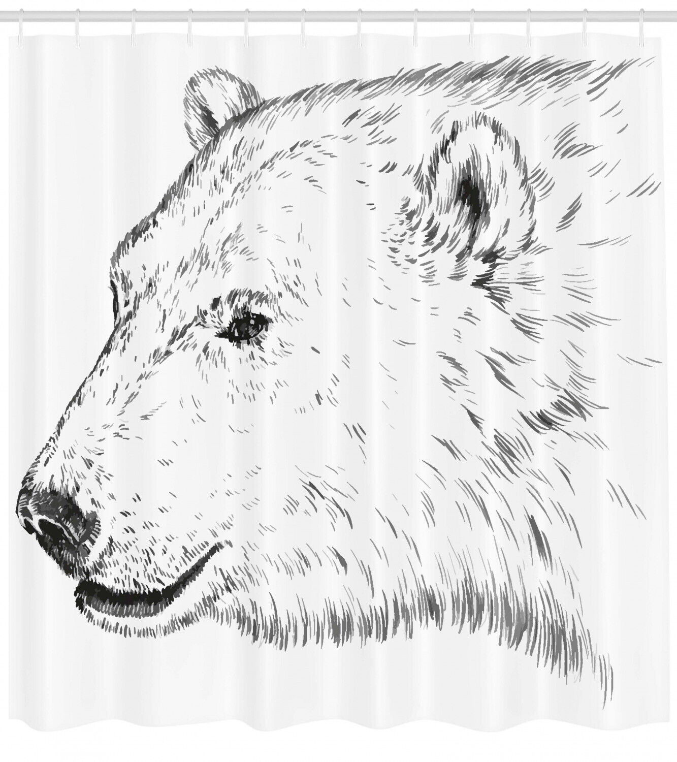 Polar Bear Face Sketchy Print Animal Shower Curtain For Bathroom Decor - Image 2
