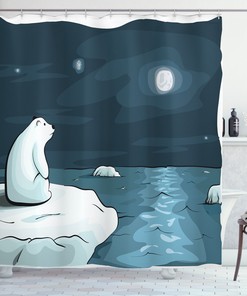 Polar Bear Mother and Baby Winter Shower Curtain Set 
