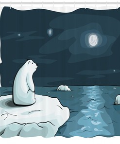 Polar Bear Mother and Baby Winter Shower Curtain Set