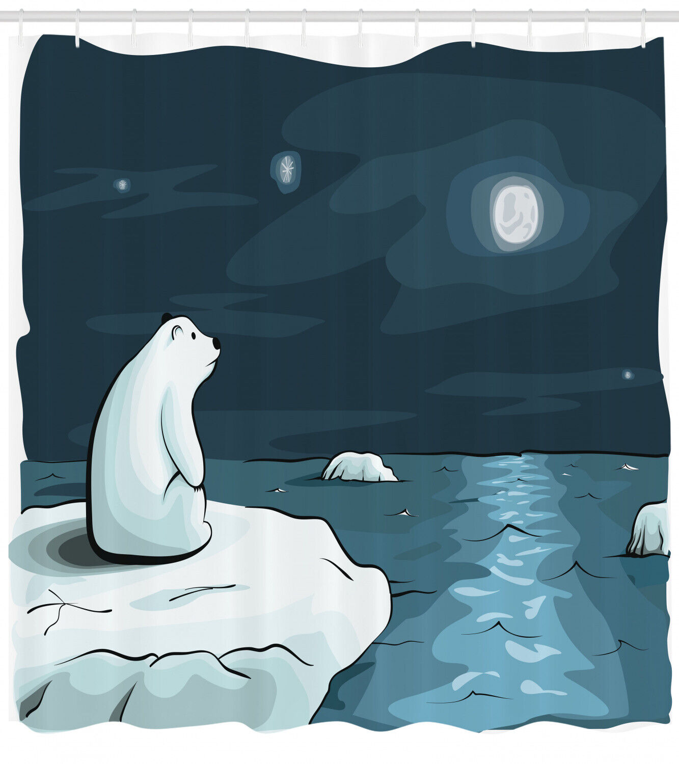 Polar Bear Mother and Baby Winter Shower Curtain Set