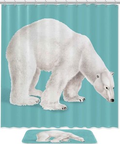 Polar Bear Print Shower Curtain for Bathroom Decor