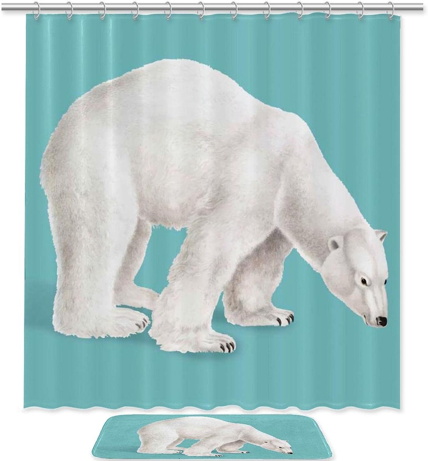 Polar Bear Print Shower Curtain for Bathroom Decor