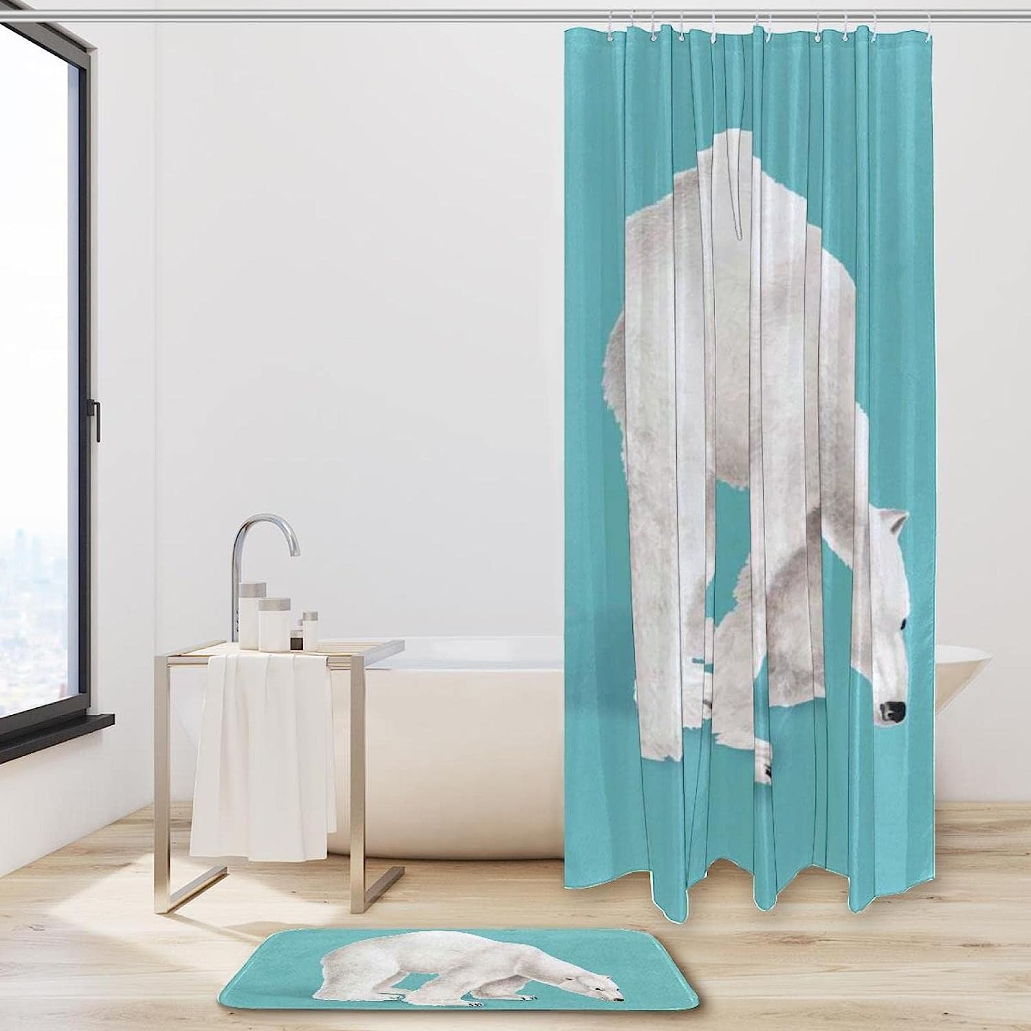 Polar Bear Print Shower Curtain for Bathroom Decor