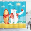 Polar Bear Selfie Surf Printed Shower Curtain for Kid's Bathroom Decor- Waterproof and Novelty 