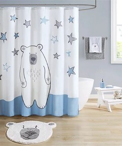 Polar Bear & Stars Marmalade-Brand Shower Curtain for Artistic Bathroom 
