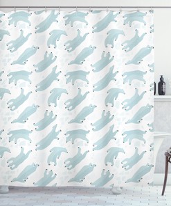 Polar Bears And Marine Life Print Shower Curtain For A Cool Arctic Theme