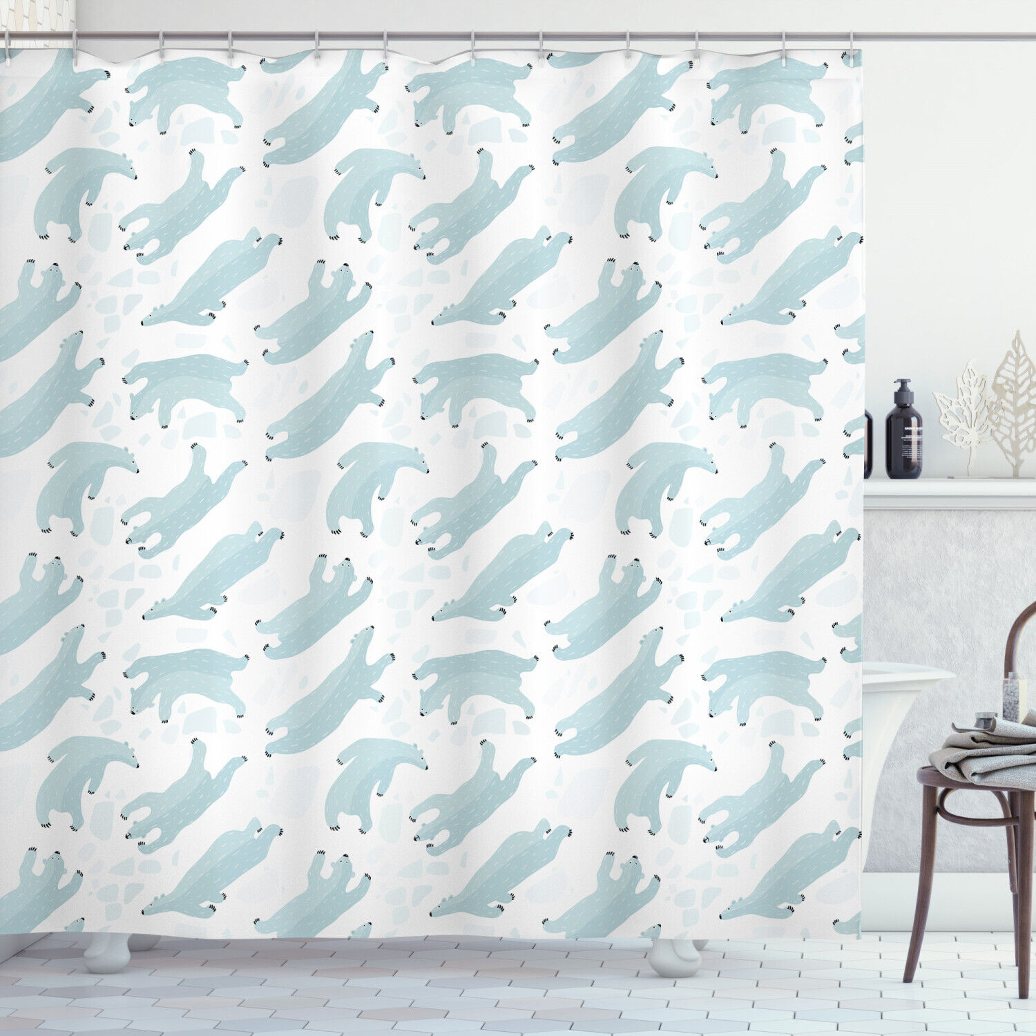 Polar Bears And Marine Life Print Shower Curtain For A Cool Arctic Theme