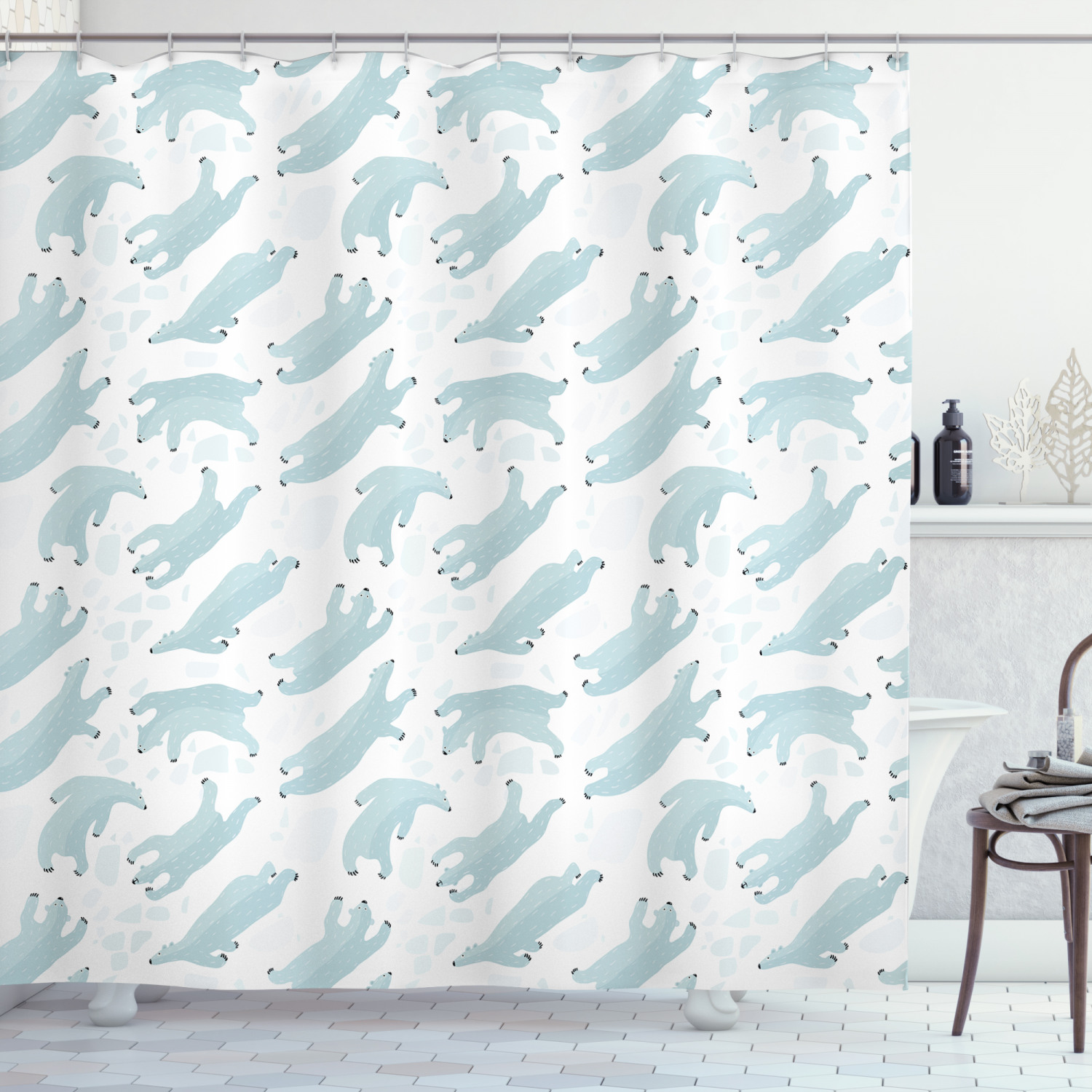 Polar Bears And Marine Life Print Shower Curtain For A Cool Arctic Theme - Image 3