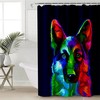 Police Dog Black Watercolor Shower Curtain, Cute Bathroom Accessory