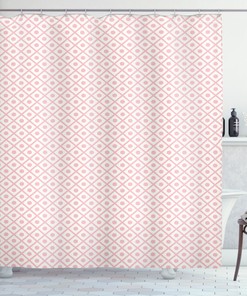Polka Dots Squares Print Shower Curtain For Retro Bathroom