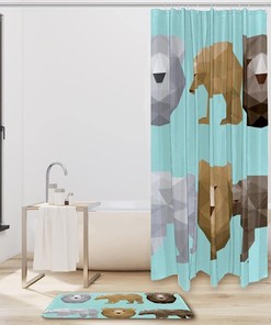 Polygonal Bear Shower Curtain - Modern Animal Bathroom Decor