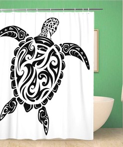 Polynesian Maori Ethnic Turtle Tattoo Tribal Abstract Shower Curtain