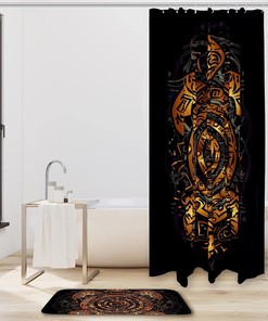 Polynesian Sea Turtle Shower Curtain - Tribal Oceanic Bathroom Decor