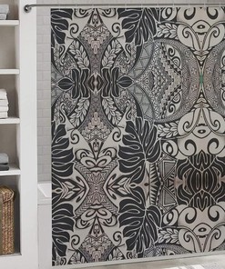 Polynesian Tattoo Shower Curtain - Hawaiian Bathroom Decor 