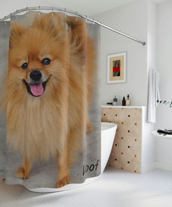 Pomeranian Woof Dog Shower Curtain - Cute Pet Bathroom Decor
