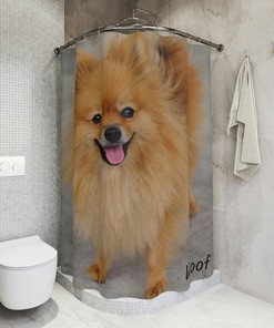 Pomeranian Woof Dog Shower Curtain - Cute Pet Bathroom Decor