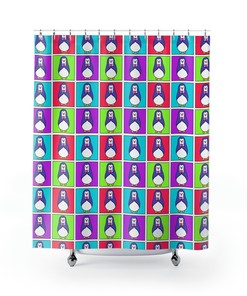 Pop Art Penguin Shower Curtain For Cool And Funky Kids Bathroom Decor