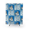 Pop Art Style Bulldog 1912 Jung Blue Dog Quality Made Wedding Gift Couple Unique Shower Curtain 