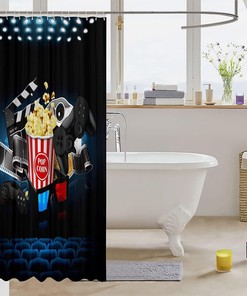 Popcorn Gaming Film Shower Curtain - for Kids, Teens and Adults