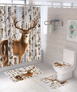 Poplar Deer Print Bathroom Shower Curtain for a Natural and Rustic Bathroom Decor