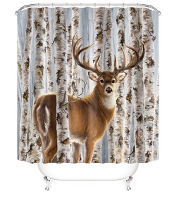 Poplar Deer Print Bathroom Shower Curtain for a Natural and Rustic Bathroom Decor