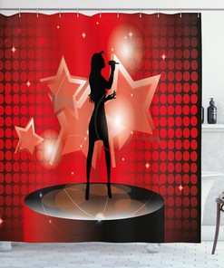 Popstar Party Shower Curtain with Woman Singer Star Print for Bathroom