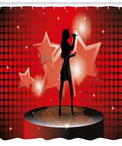 Popstar Party Shower Curtain with Woman Singer Star Print for Bathroom