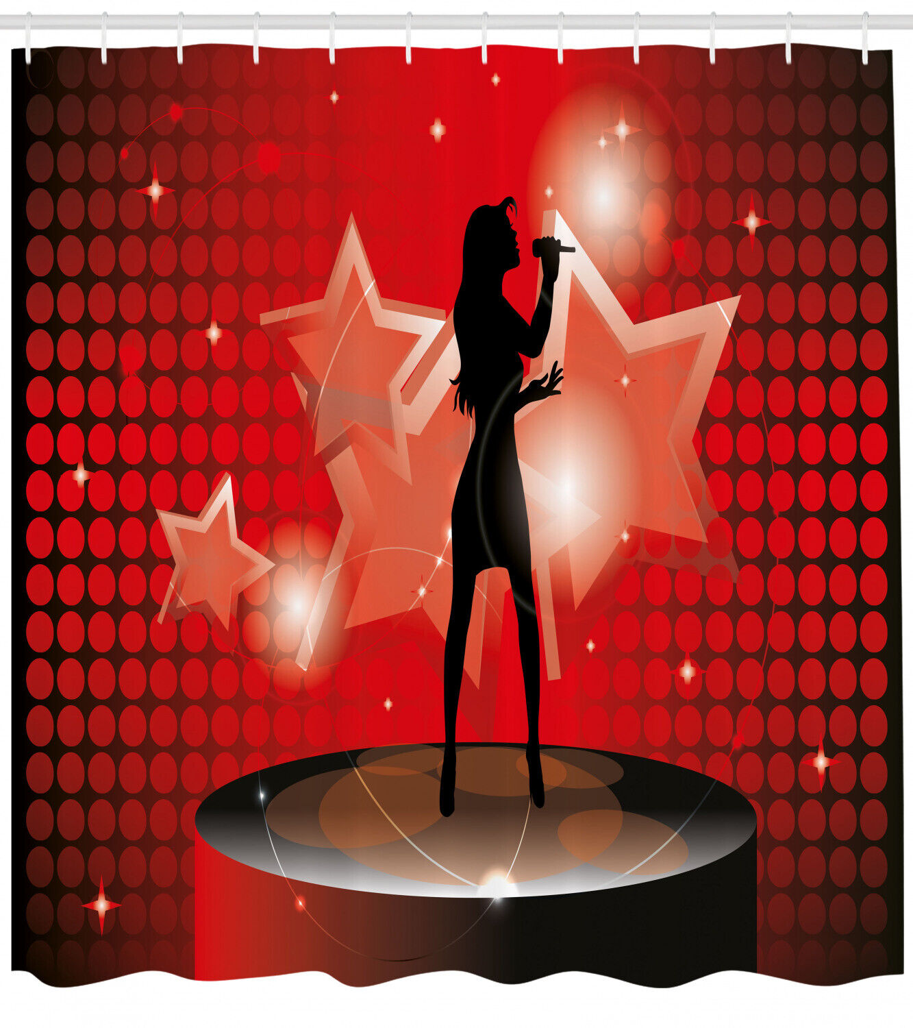 Popstar Party Shower Curtain with Woman Singer Star Print for Bathroom